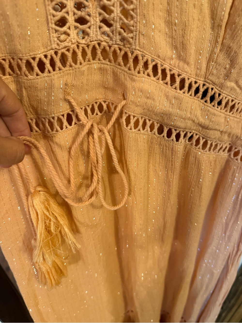 FARM Rio Brasil Authentic Peach Lurex Crochet Maxi Dress - Picture 4 of 8